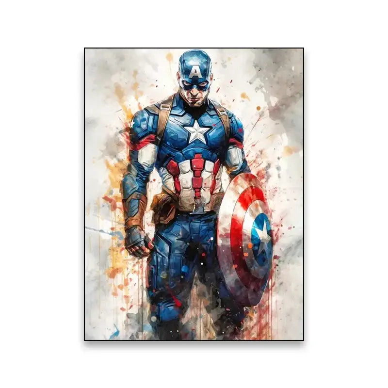 Watercolor marvel superhero canvas wall art bedroom decor