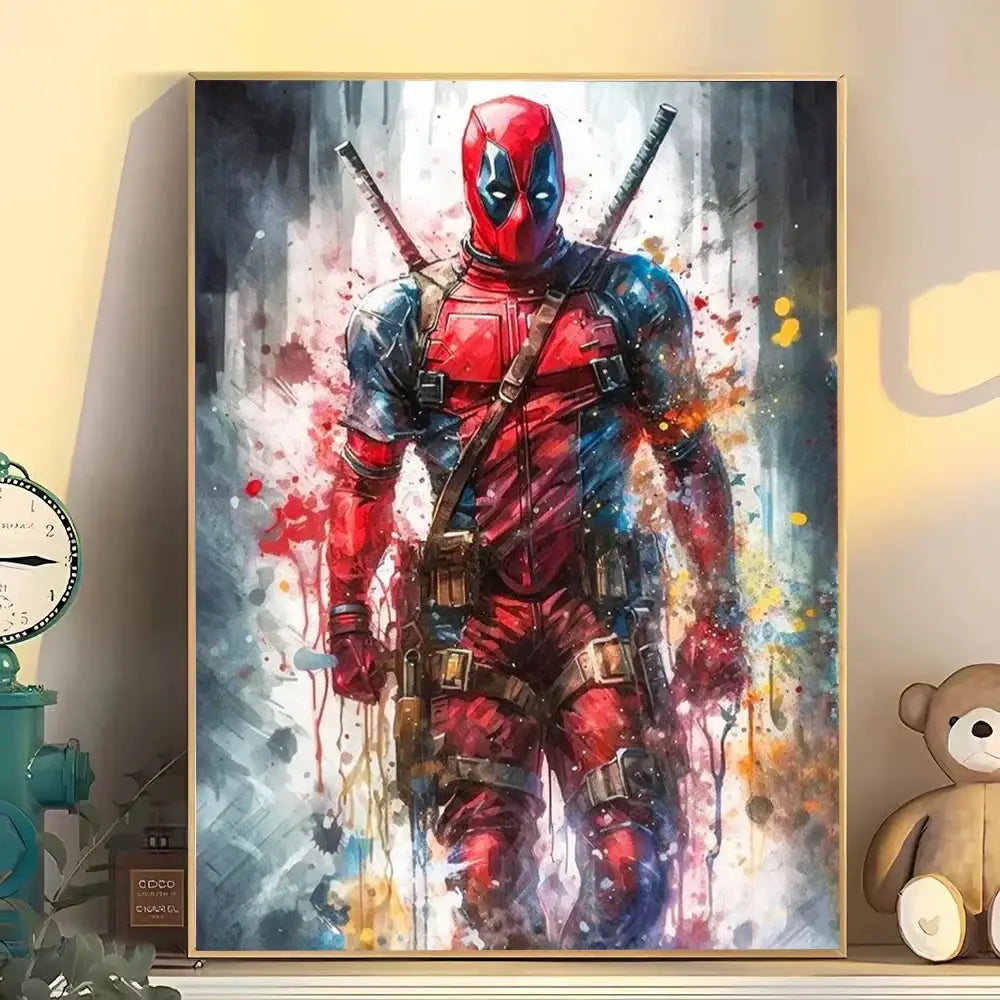 Watercolor marvel superhero canvas wall art bedroom decor