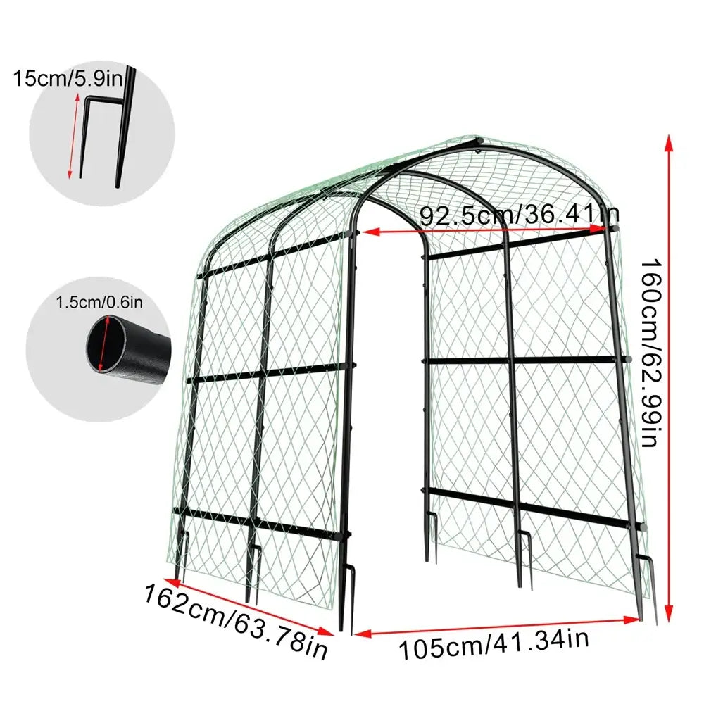 Tall black metal arched garden plant trellis garden decor