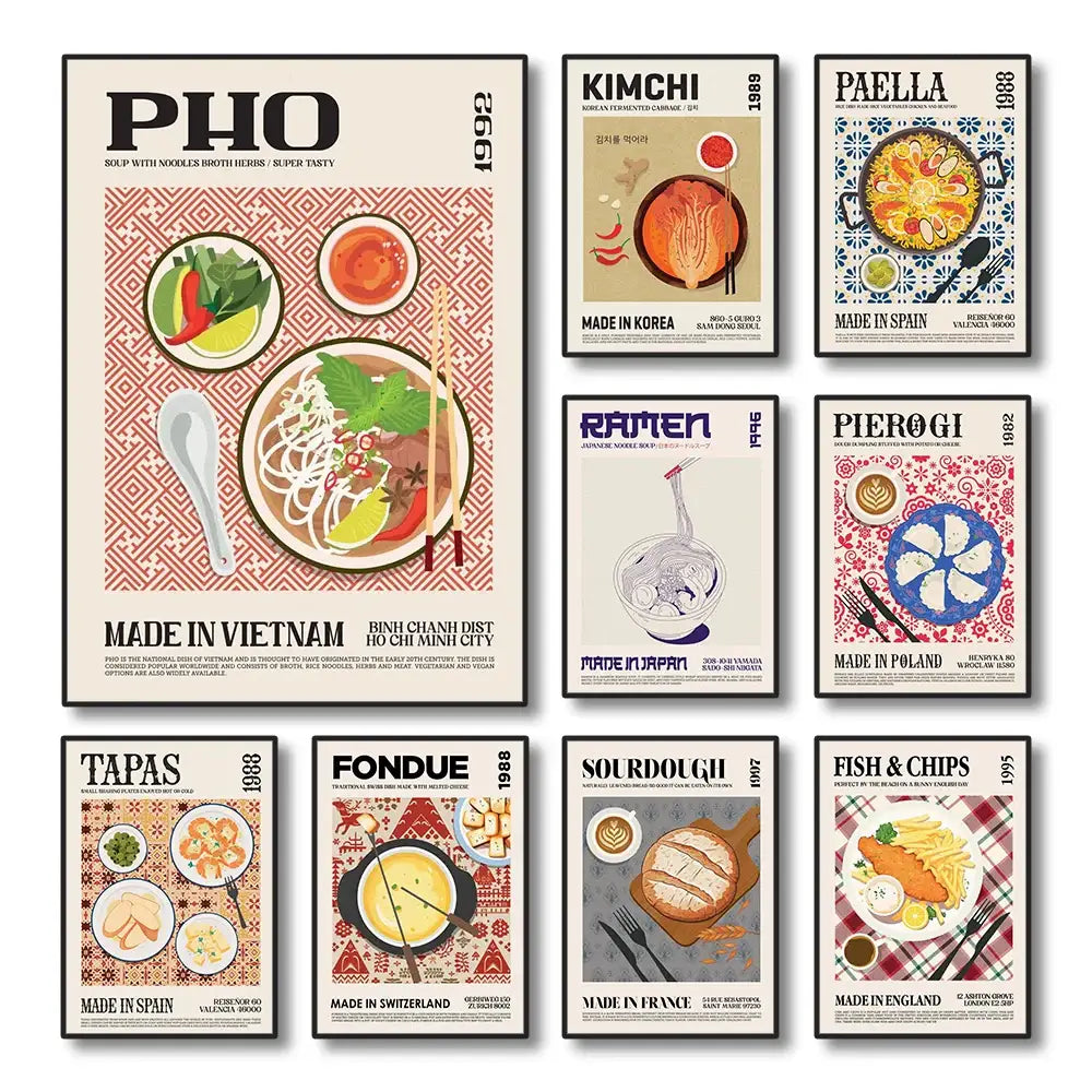 Minimalist sushi world cuisine canvas painting dining room wall art