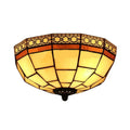 Tiffany beige art glass dome flush mount bedroom ceiling light