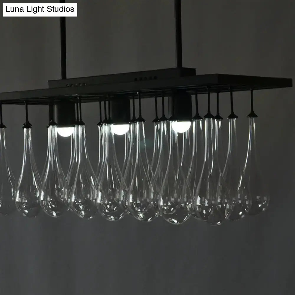 Traditional black island pendant light with crystal glass dining room