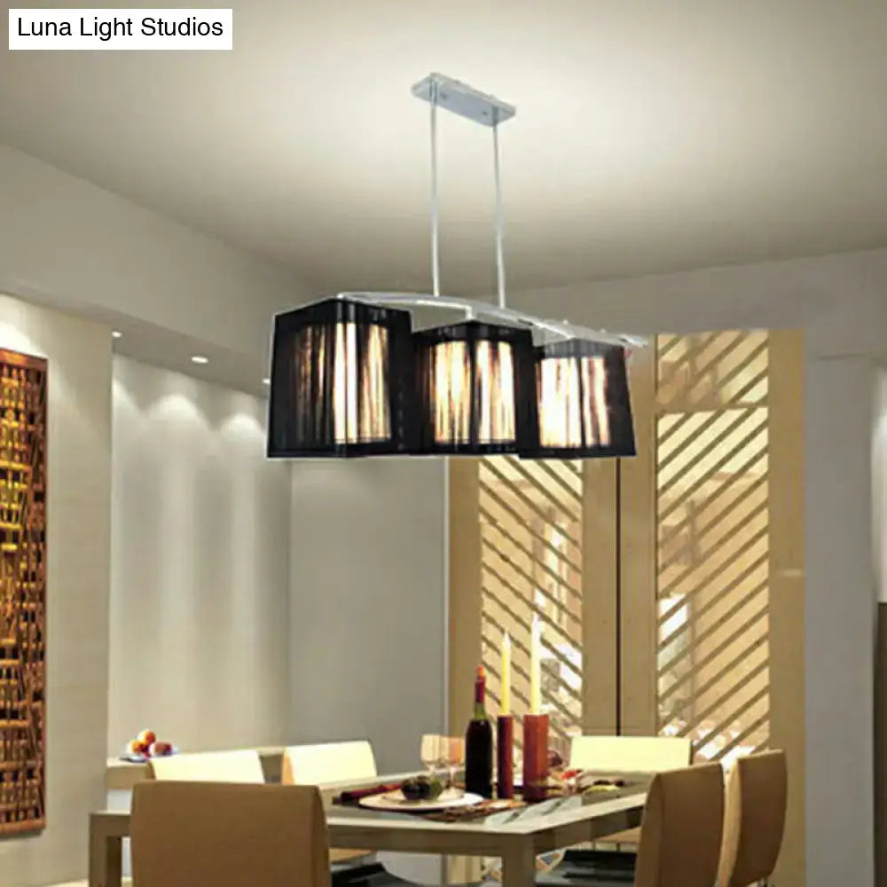 Modern chrome and black pendant light dining room rectangle shade