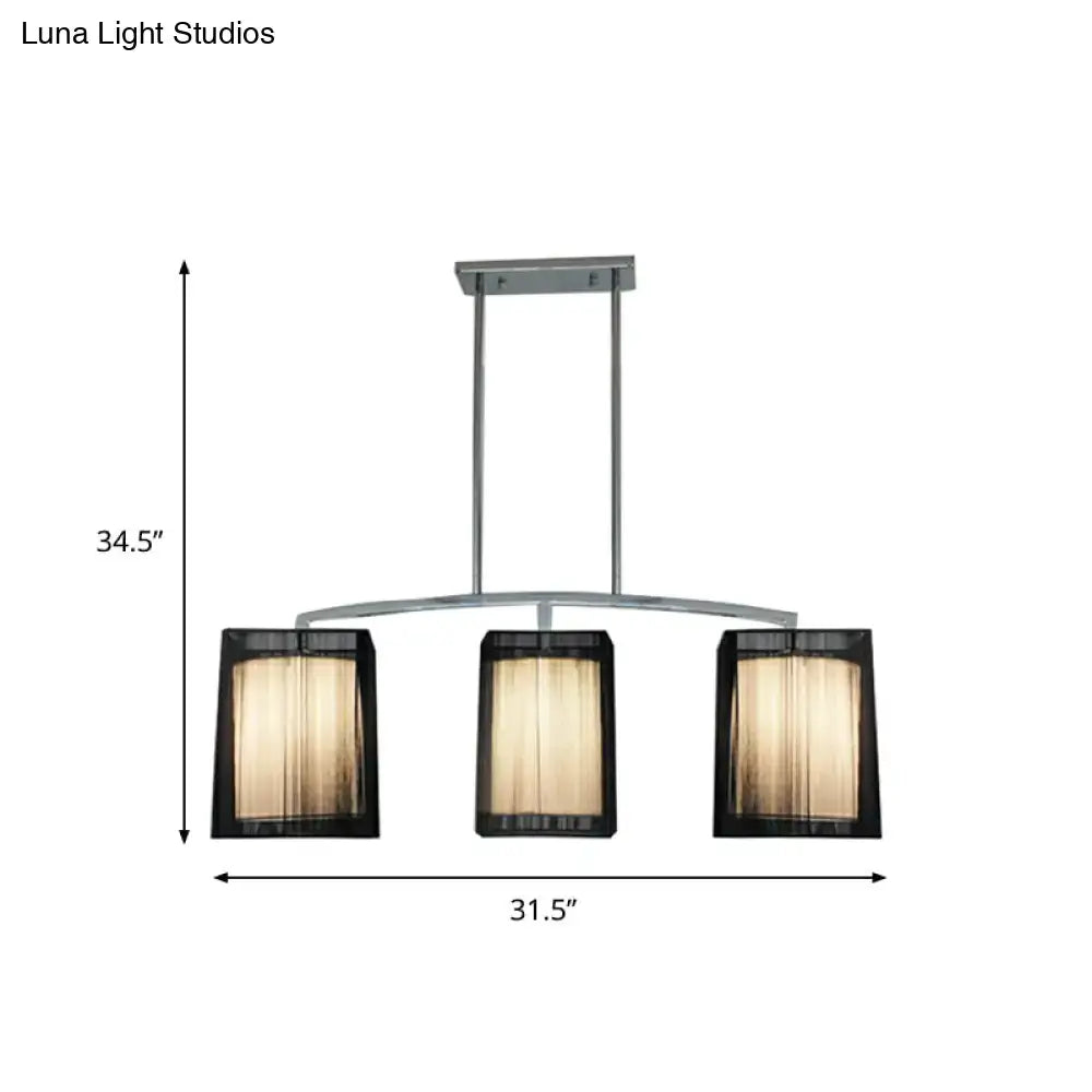 Modern chrome and black pendant light dining room rectangle shade