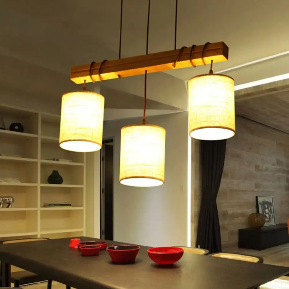 Decorbites traditional fabric wood pendant light dining room fixture