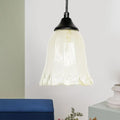 Traditional off white glass pendant light living room bell shape