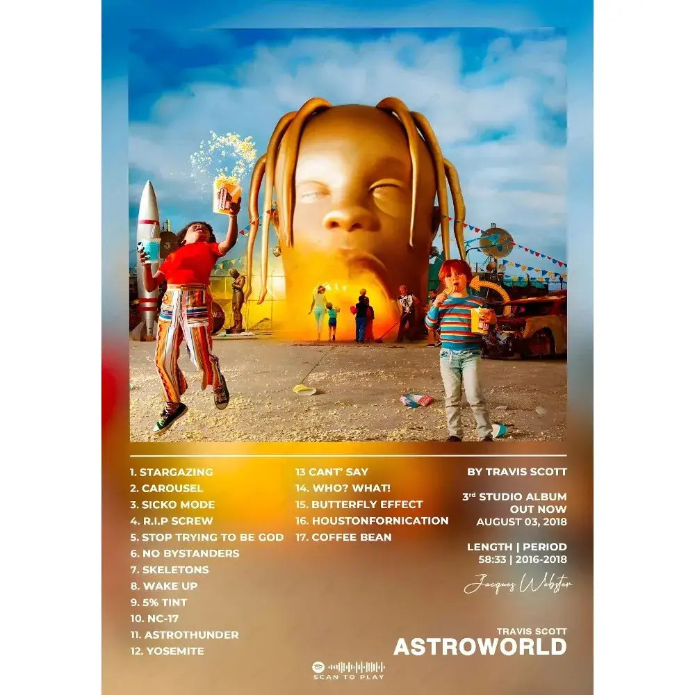 Travis scott framed album poster bedroom waterproof wall art
