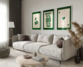 Retro green & cream queen of hearts wall art set living room decor