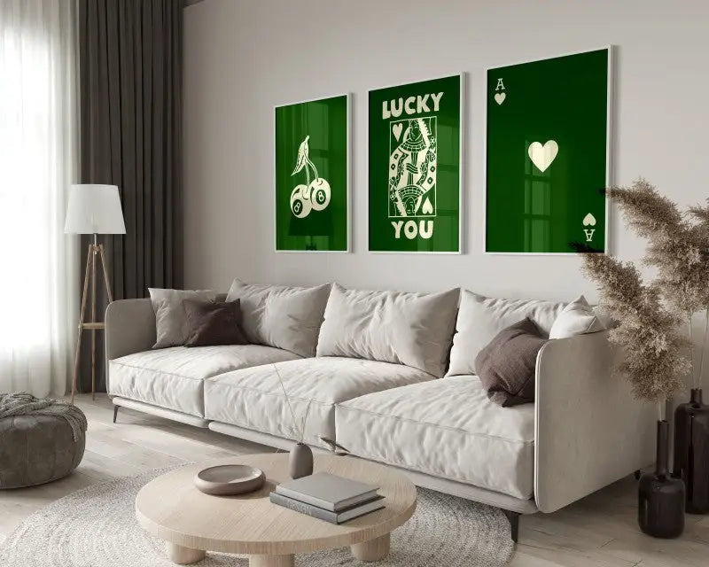 Retro black & pink playing card wall art posters – living room decor
