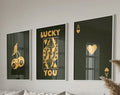 Trendy retro black & gold playing card wall art set bedroom decor