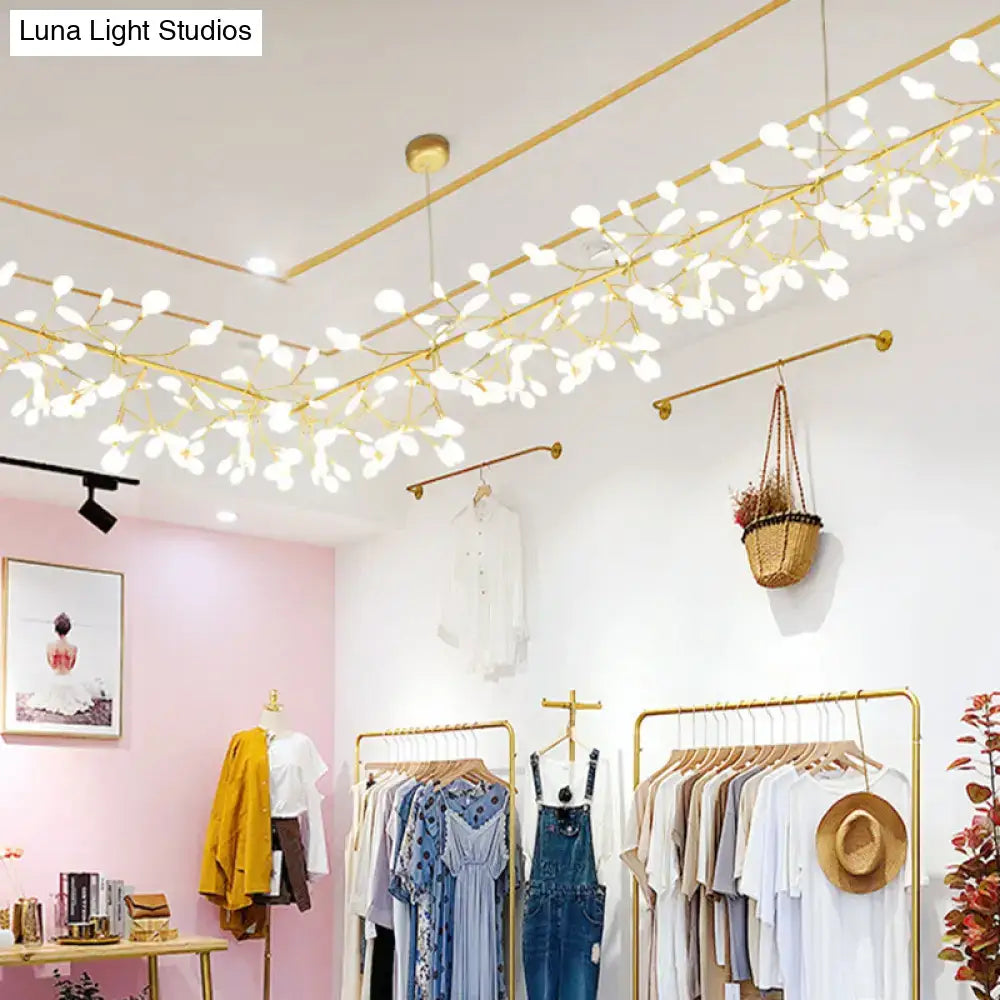 Modern gold linear firefly pendant lighting for living room