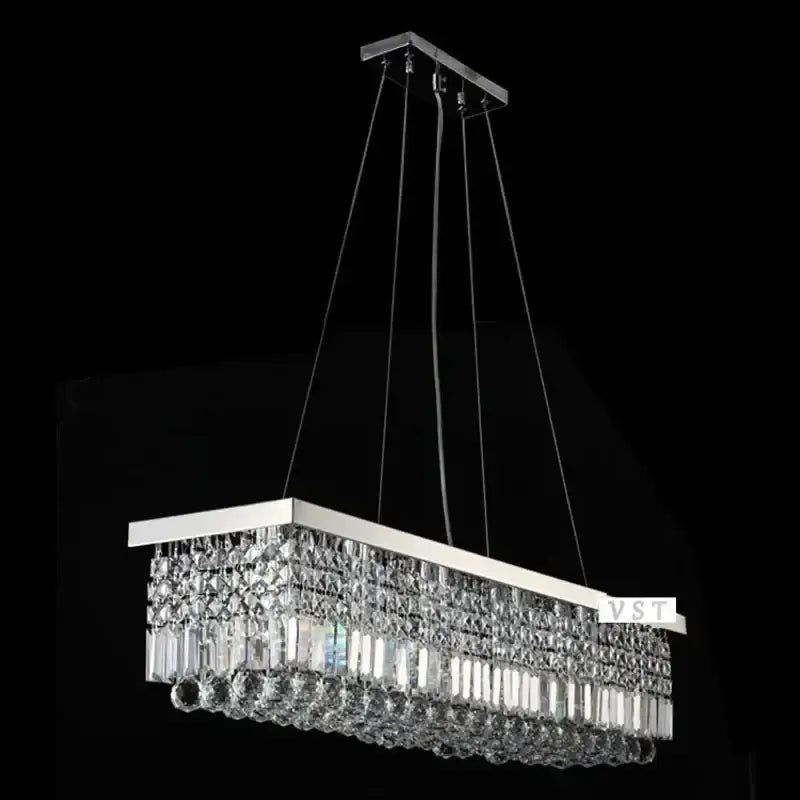 Modern rectangular crystal chandelier for dining room