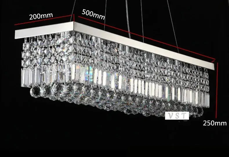 Modern rectangular crystal chandelier for dining room