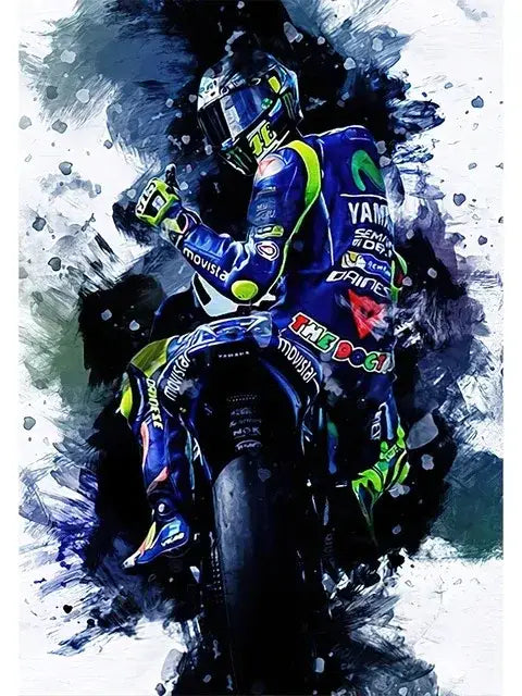 Watercolor motorcycle racing canvas wall art bedroom poster set