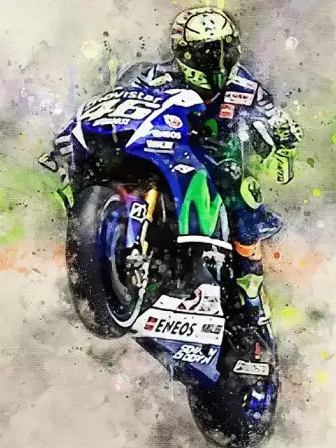 Watercolor motorcycle racing canvas wall art bedroom poster set