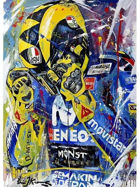 Watercolor motorcycle racing canvas wall art bedroom poster set