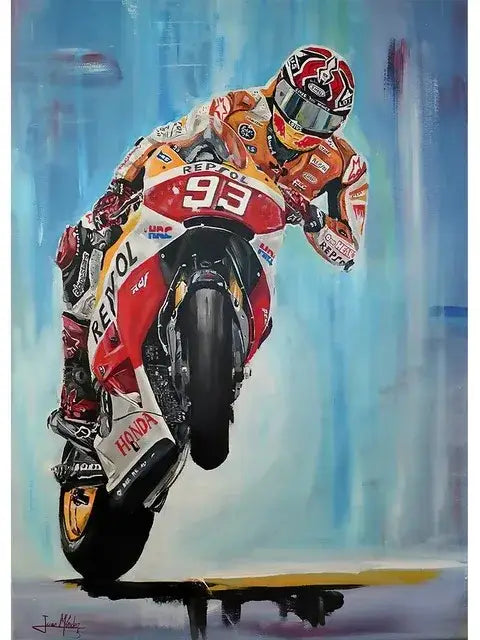Watercolor motorcycle racing canvas wall art bedroom poster set