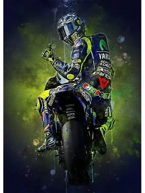 Watercolor motorcycle racing canvas wall art bedroom poster set