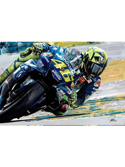 Watercolor motorcycle racing canvas wall art bedroom poster set