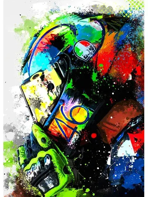 Watercolor motorcycle racing canvas wall art bedroom poster set