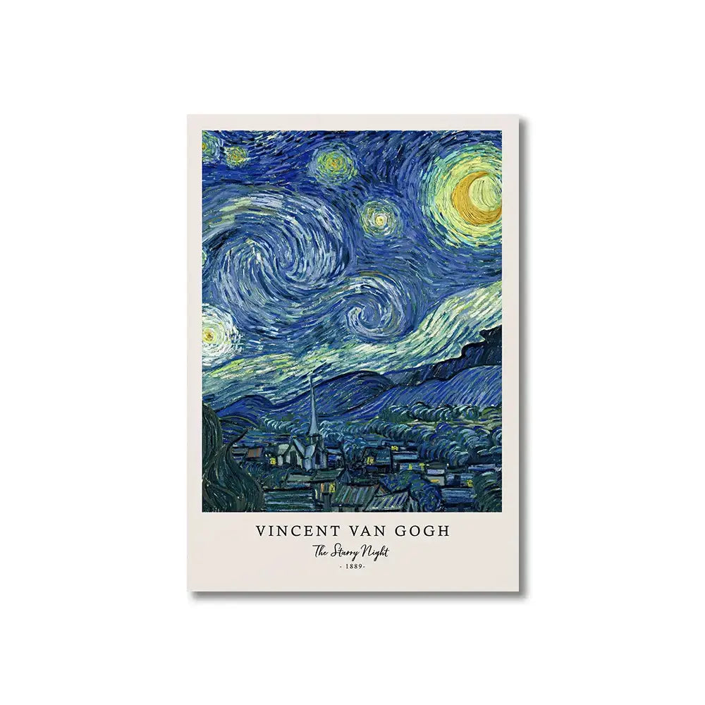 Vincent van gogh starry night framed canvas set living room wall art