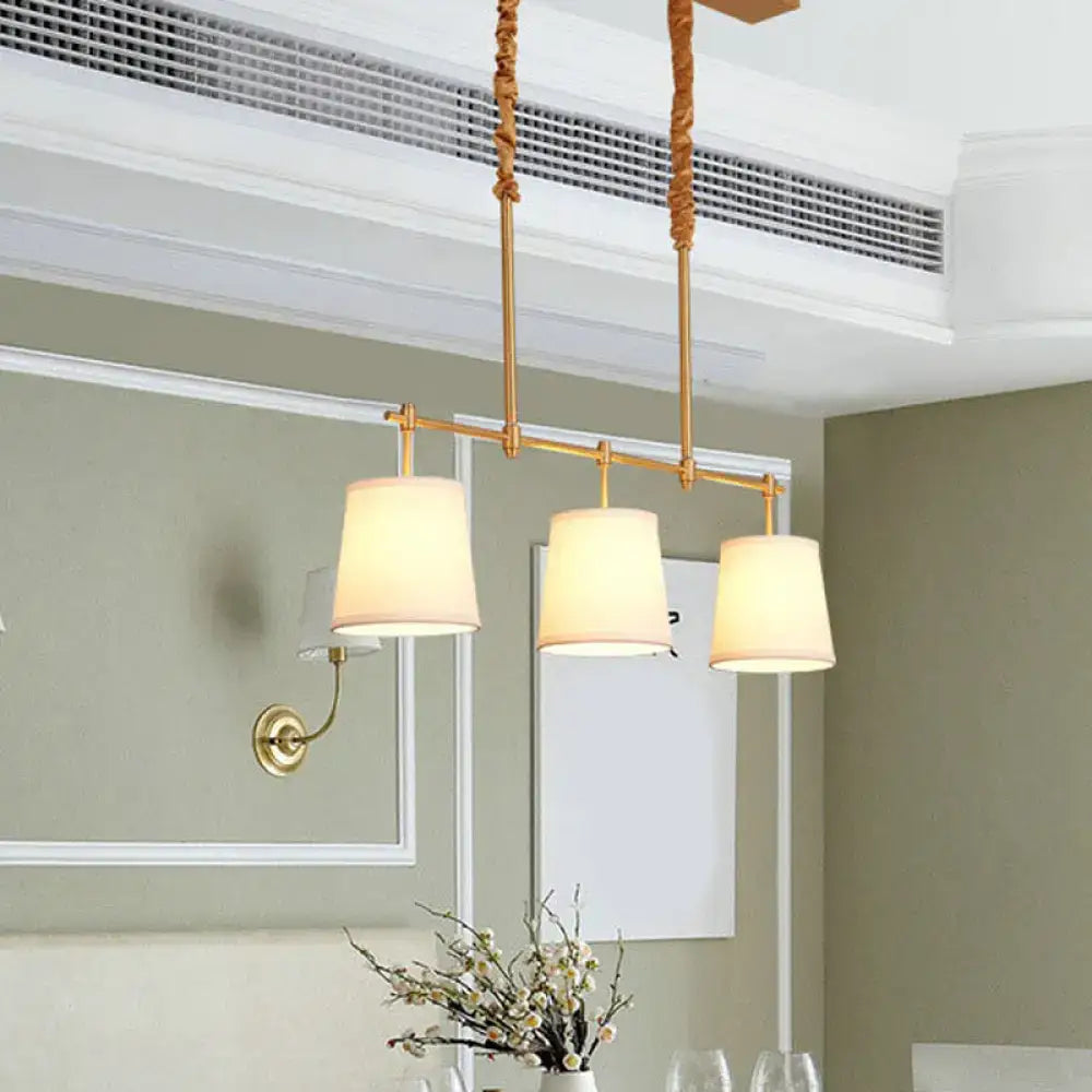 Retro style bucket brass pendant light dining room fabric shades