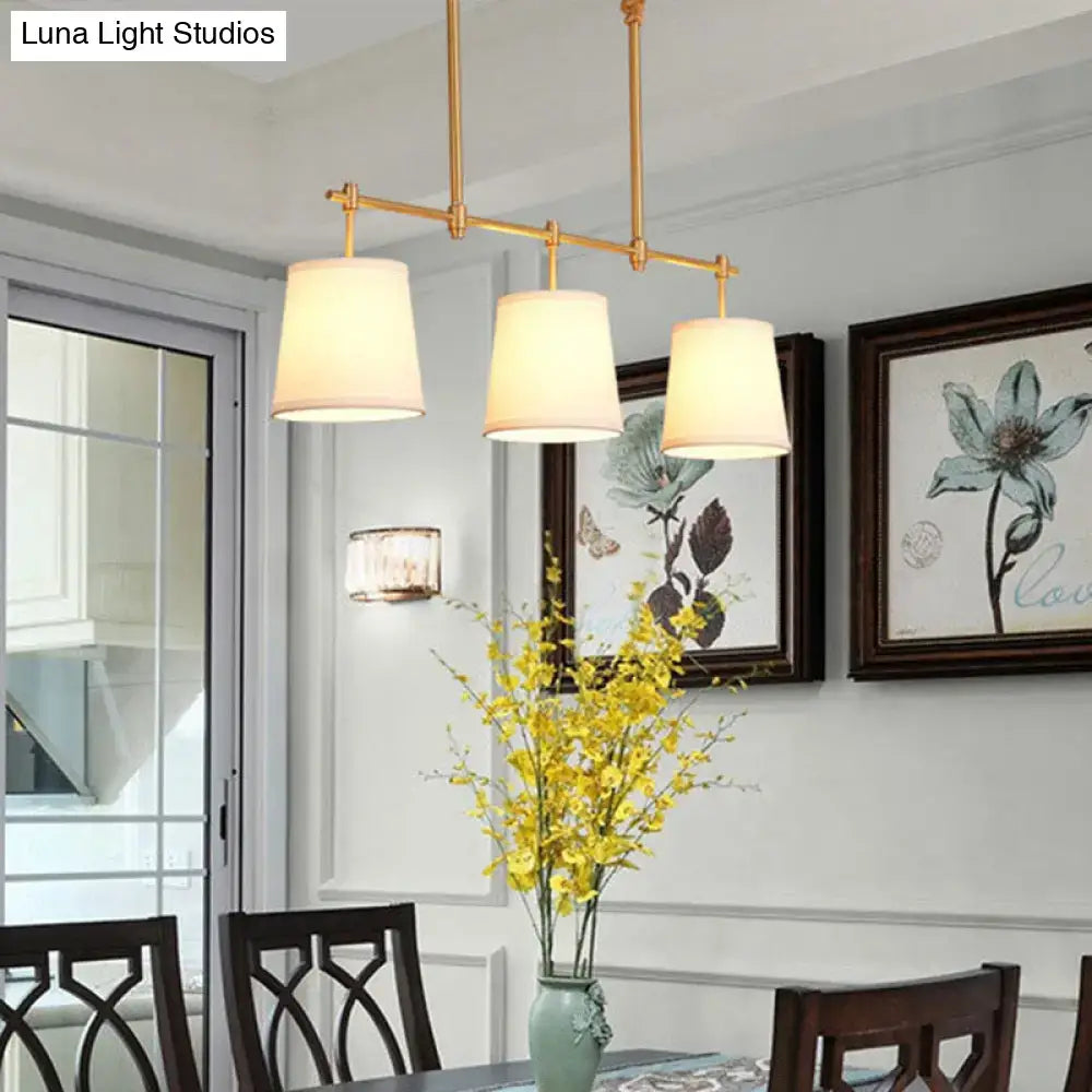 Retro style bucket brass pendant light dining room fabric shades