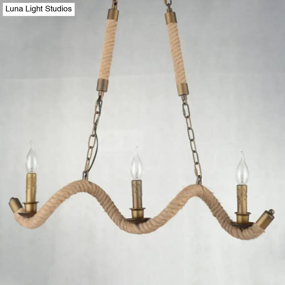 Rustic flaxen rope island pendant light kitchen candlestick fixture