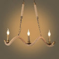 Rustic flaxen rope island pendant light kitchen candlestick fixture