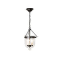 Vintage black 3-light inverted cloche pendant – living room clear glass