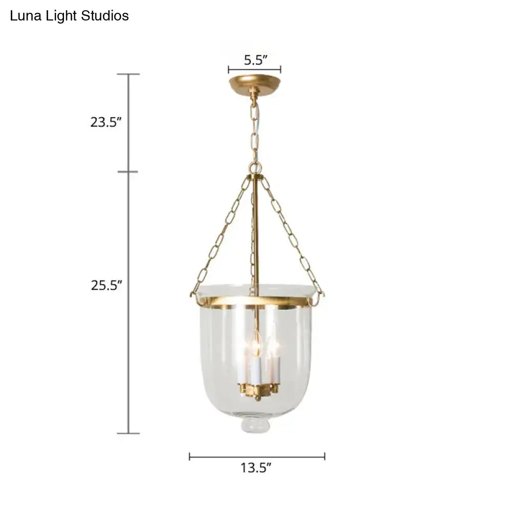 Vintage black 3-light inverted cloche pendant – living room clear glass