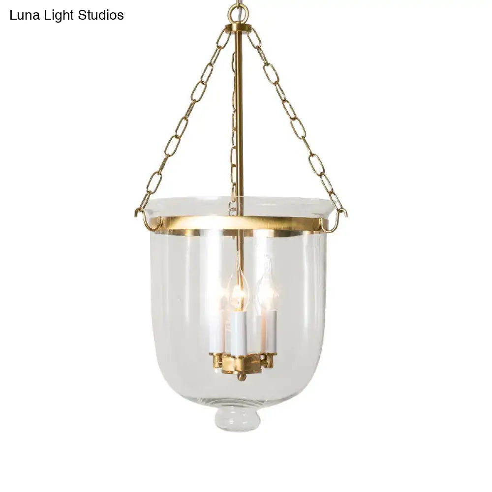 Vintage black 3-light inverted cloche pendant – living room clear glass