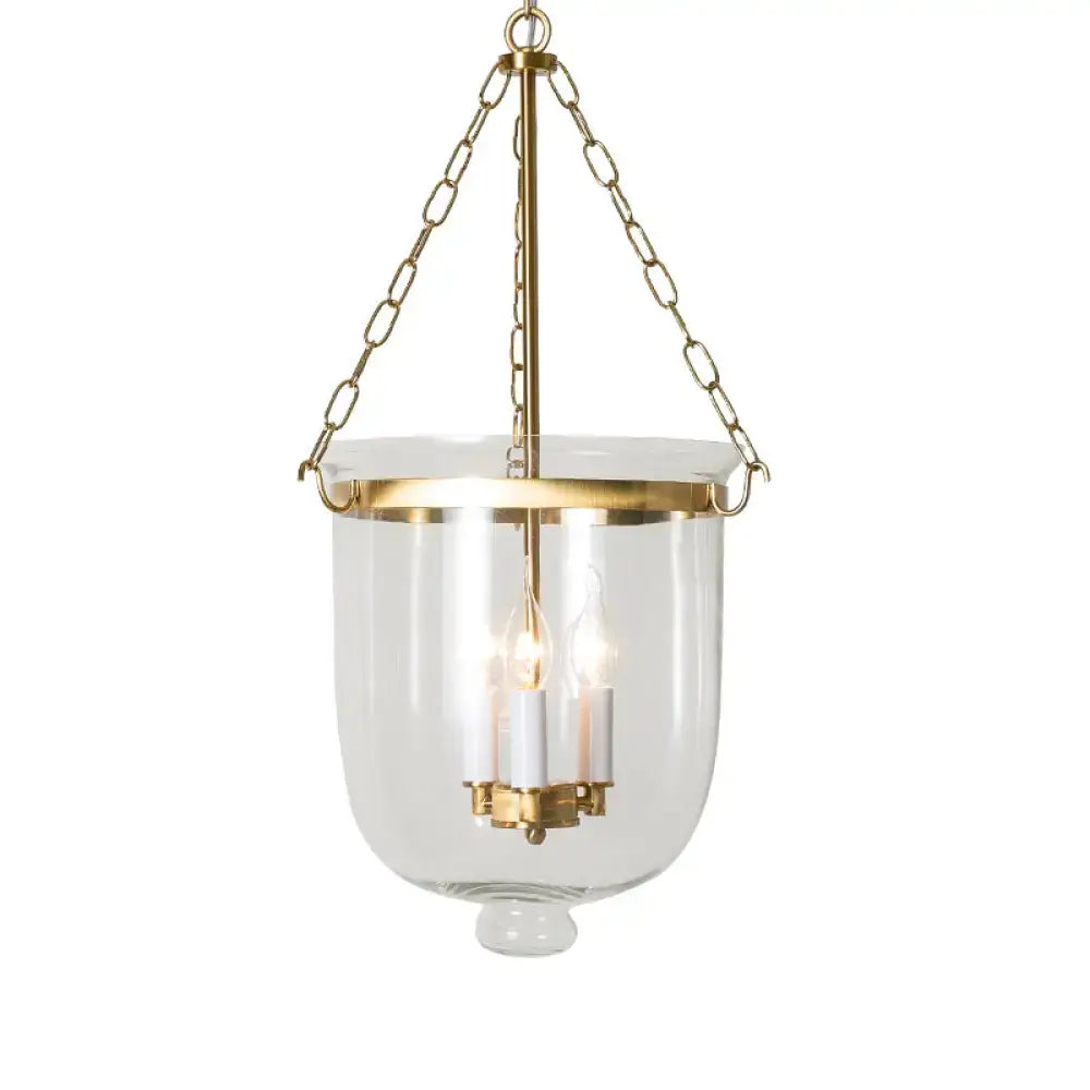 Vintage black 3-light inverted cloche pendant – living room clear glass