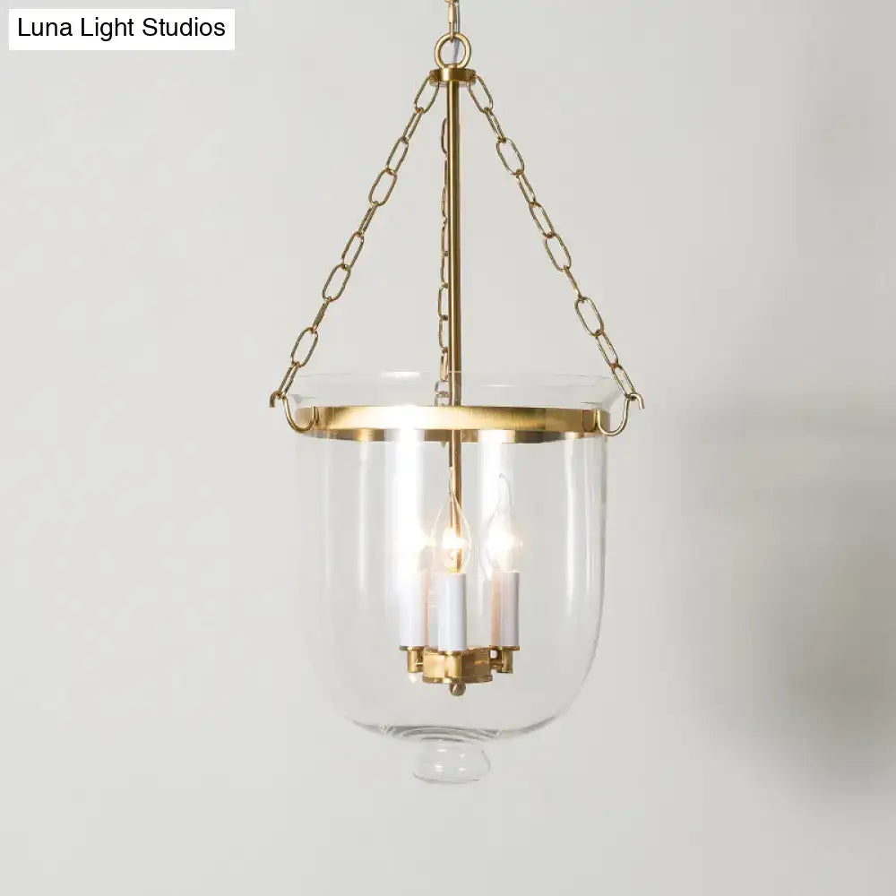 Vintage black 3-light inverted cloche pendant – living room clear glass