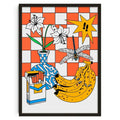 Pop art orange and blue abstract canvas print living room wall decor