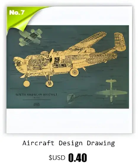 Vintage aircraft structural design poster blue & yellow bedroom art
