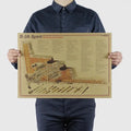 Vintage aircraft structural design poster blue & yellow bedroom art