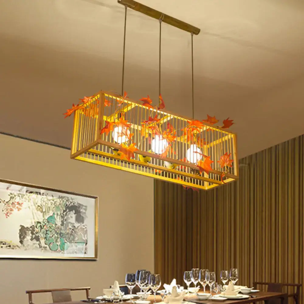 Vintage beige tea room maple leaf pendant light – dining room