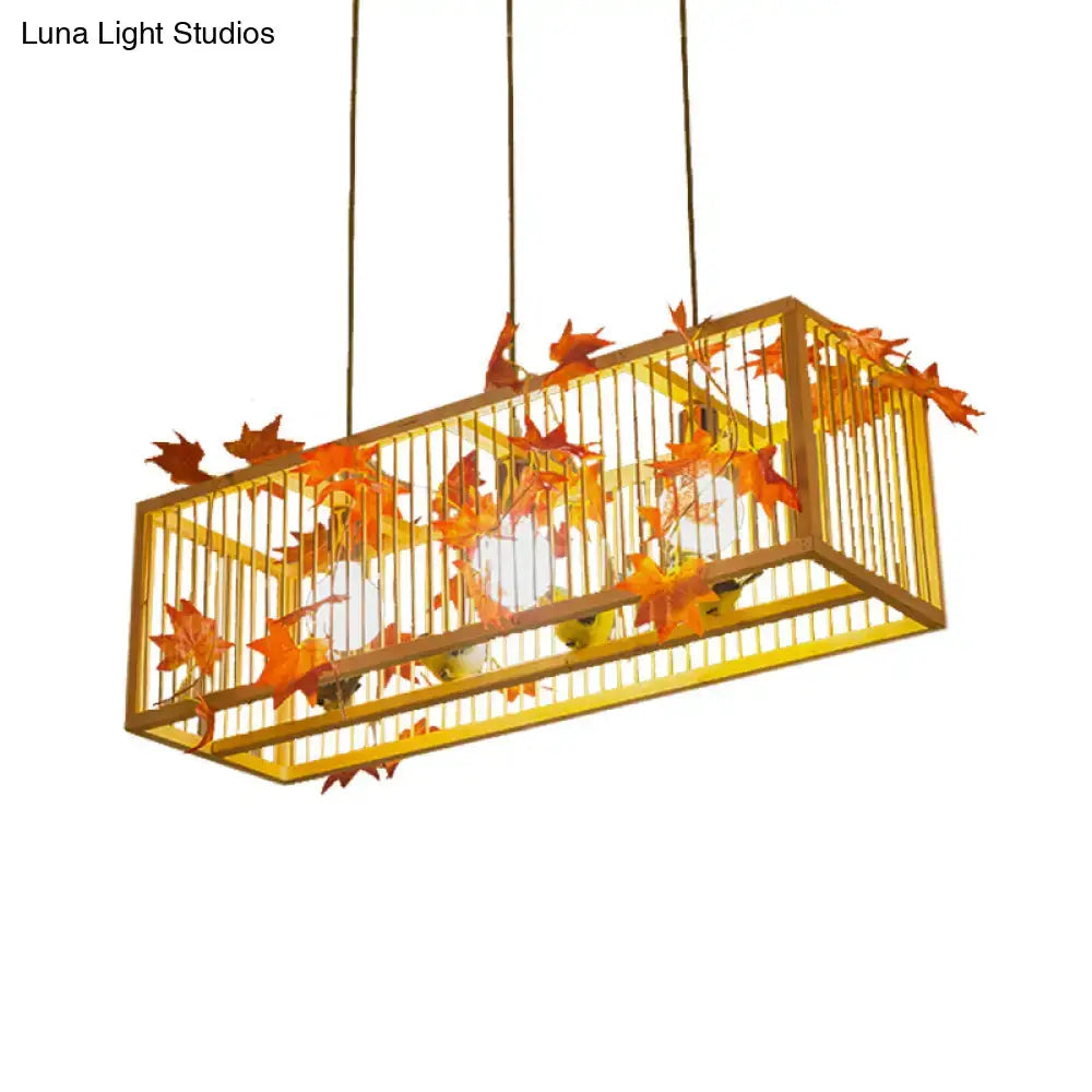 Vintage beige tea room maple leaf pendant light – dining room