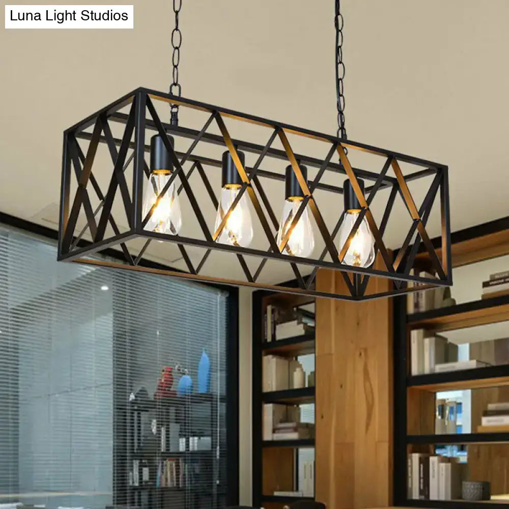Industrial vintage black iron island pendant light dining room ceiling