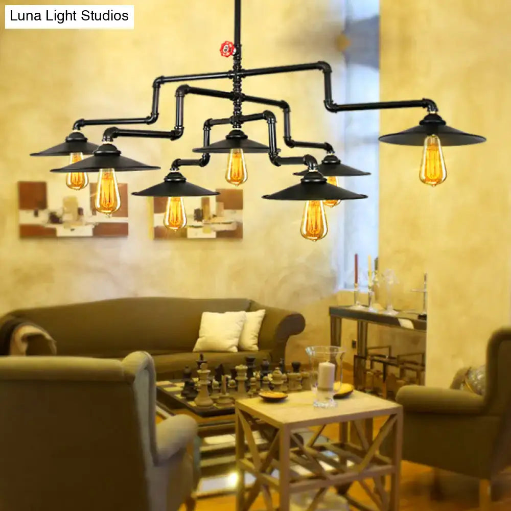 Industrial vintage black island pendant lamp living room water pipe