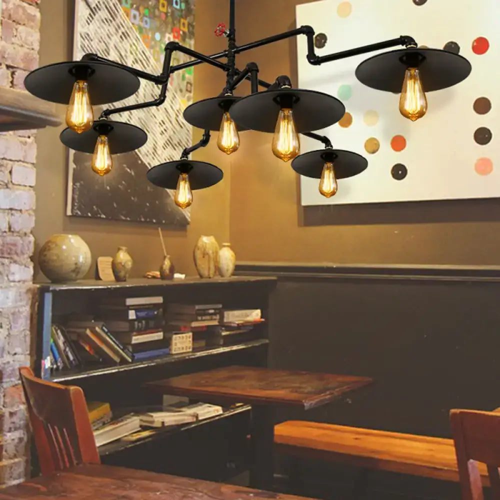 Industrial vintage black island pendant lamp living room water pipe