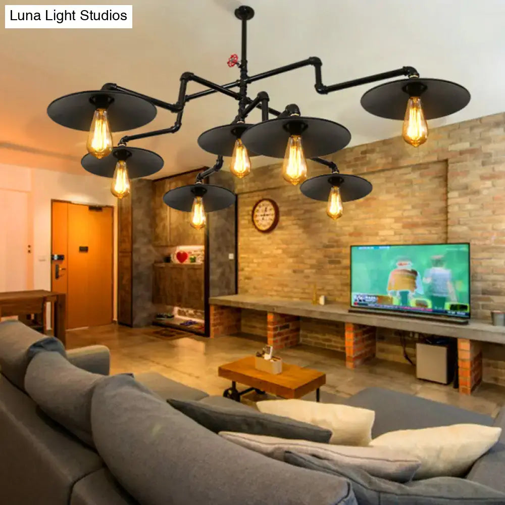 Industrial vintage black island pendant lamp living room water pipe