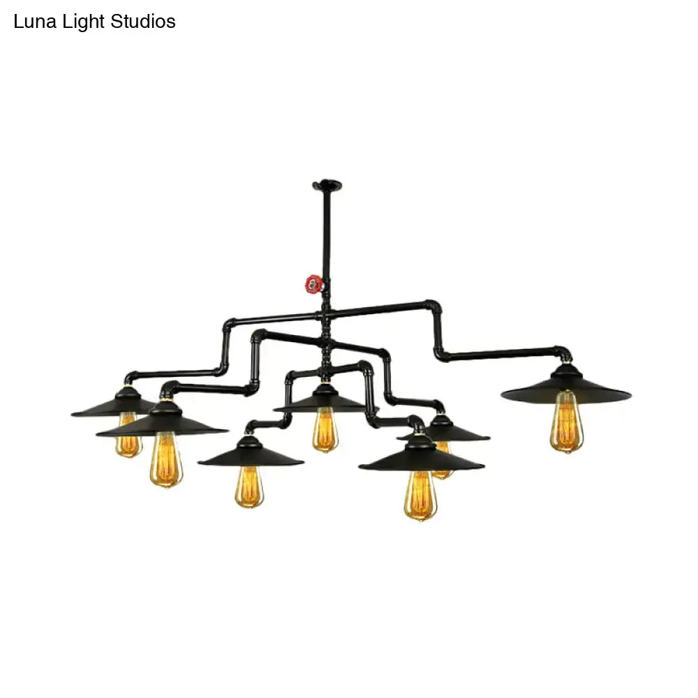 Industrial vintage black island pendant lamp living room water pipe