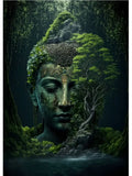 Vintage buddha green moss wall art poster living room canvas