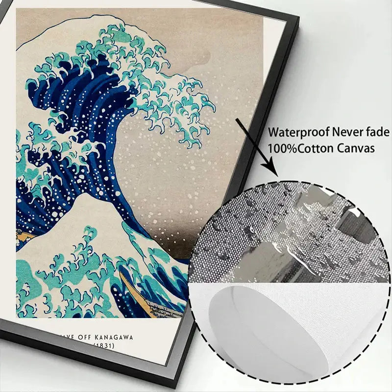 Vintage hokusai great wave painting print set living room wall art