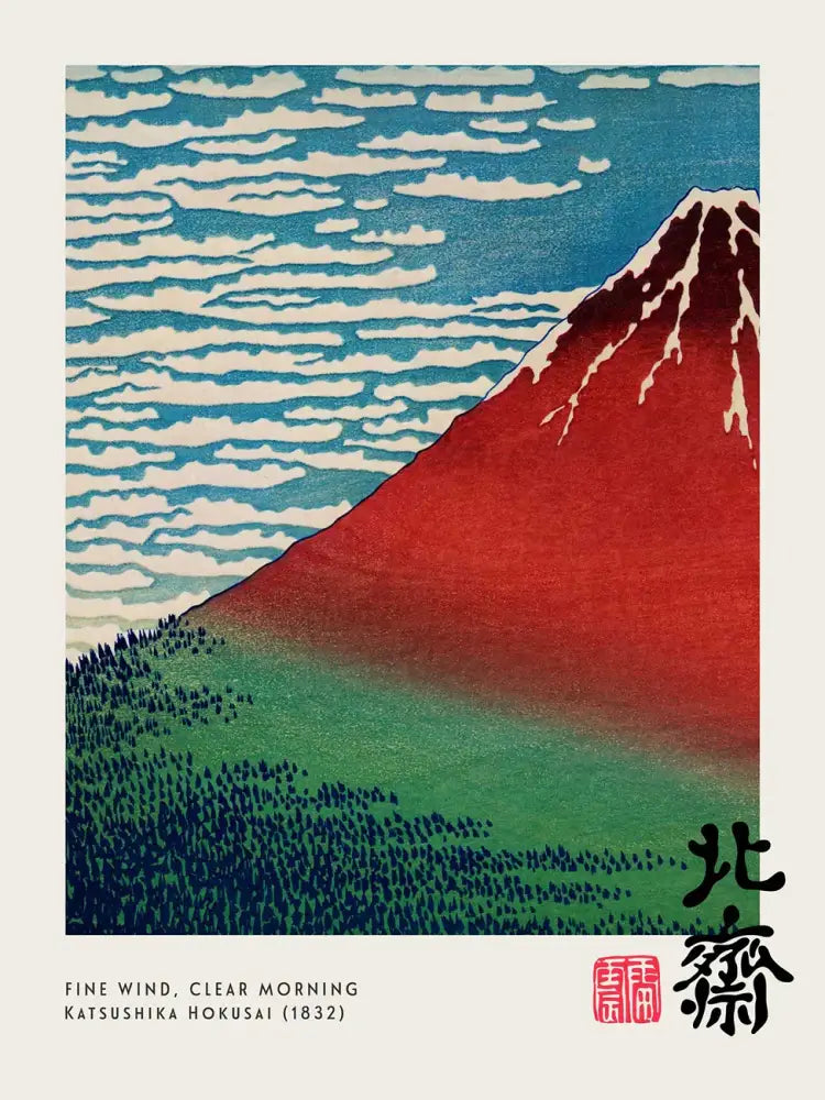Vintage hokusai great wave painting print set living room wall art