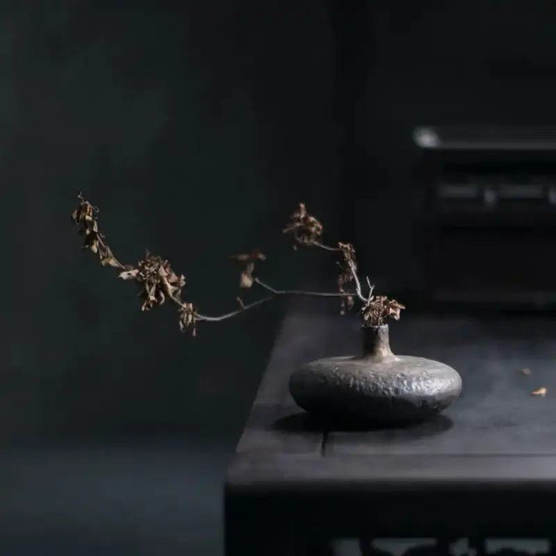 Chinese retro matte silver ceramic vase living room decor