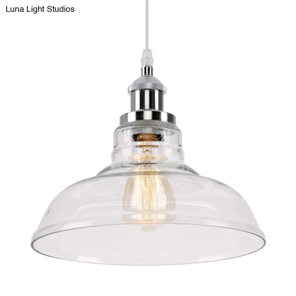 Vintage chrome and brass clear glass pendant light kitchen dining room