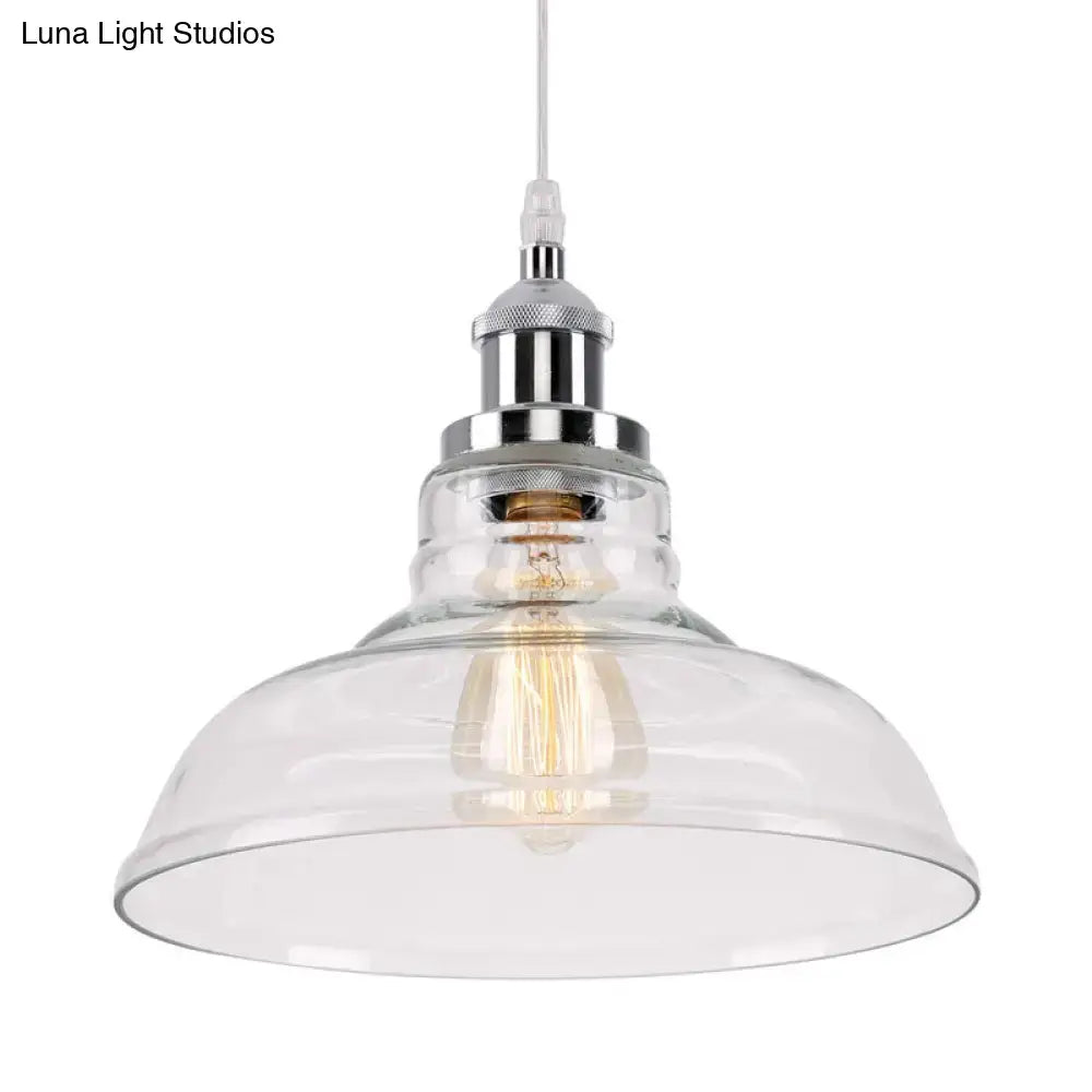 Vintage chrome and brass clear glass pendant light kitchen dining room
